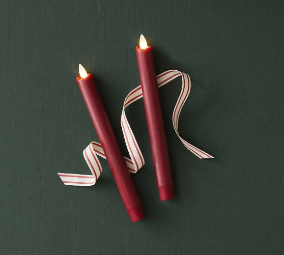Premium Flickering Flameless Wax Taper Candle Pottery Barn