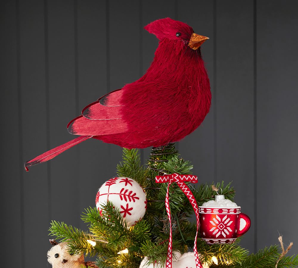 Handcrafted Red Cardinal Bird Tree Topper