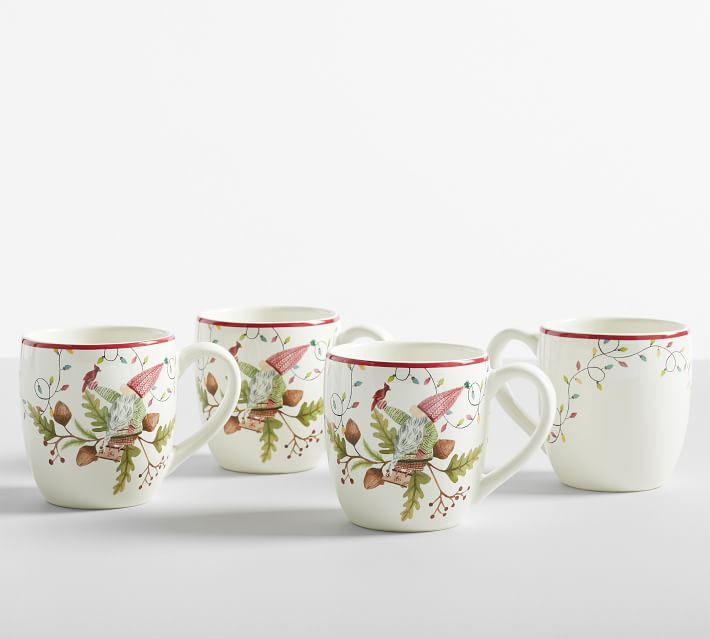 Park Hill Poppy Garden Stoneware Cappuccino Cups Set/4