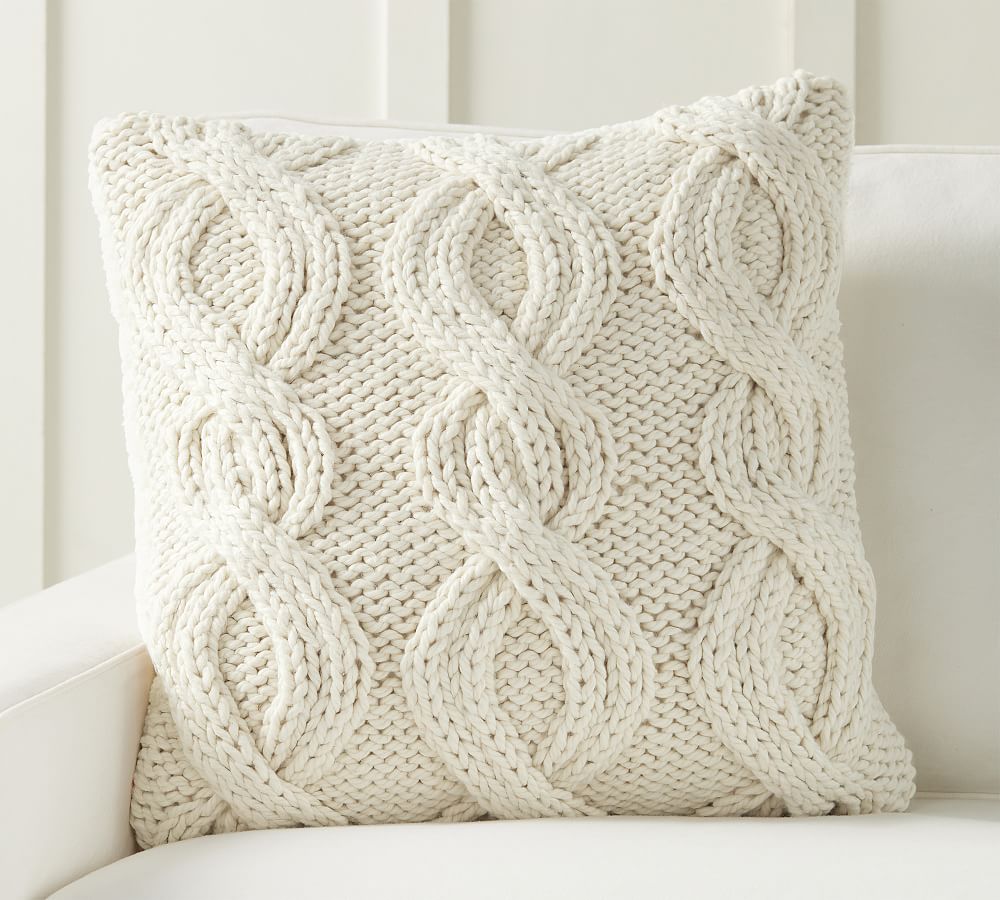 Alpine Handknit Cable Sherpa Back Pillow