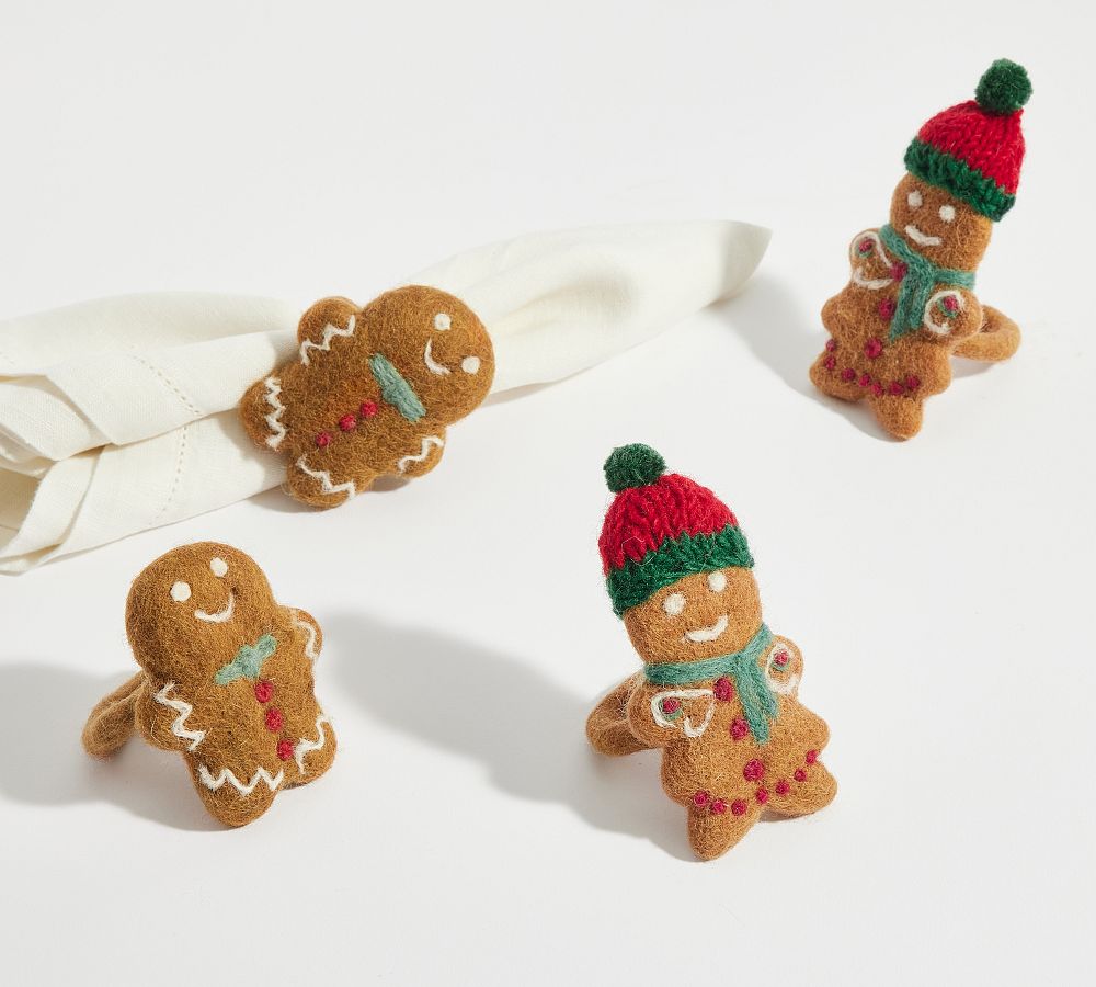Gingerbread Handcrafted Napkin Rings - Set of 4