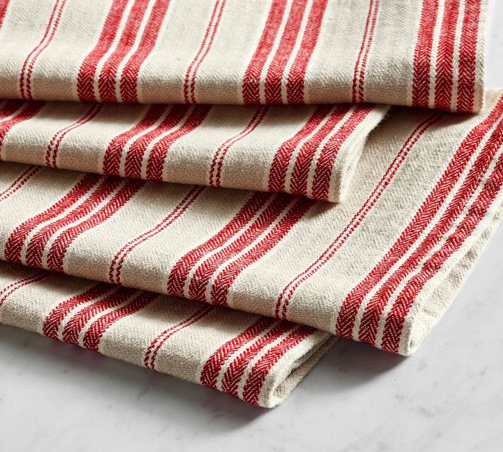 Colette Stripe Cotton/Linen Tea Towels - Set of 2