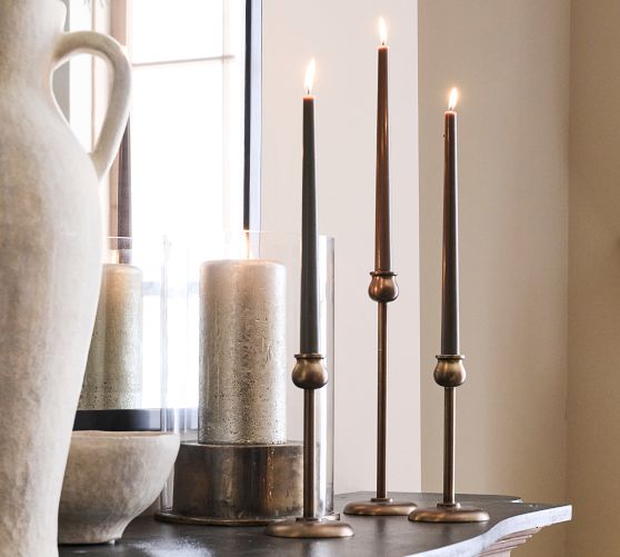 Modern Curved Gold Wax Pillar Candle