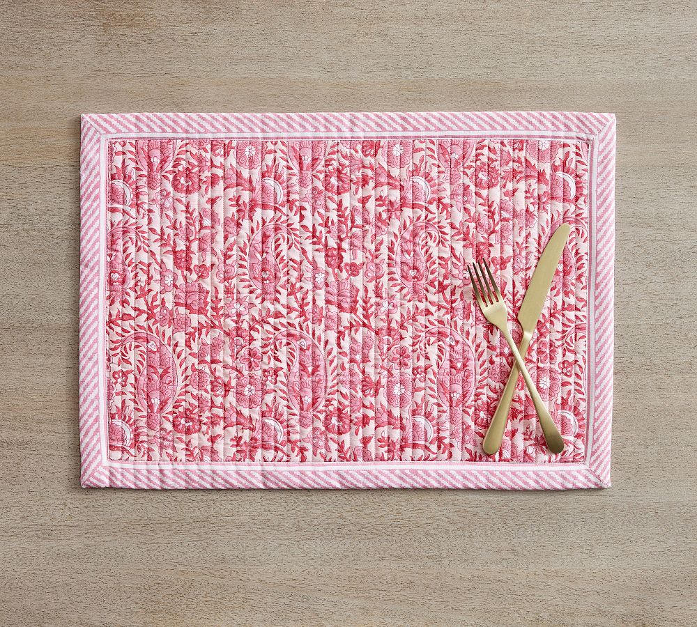 Keaton Paisley Block Print Quilted Placemats Set of 4 Pottery Barn