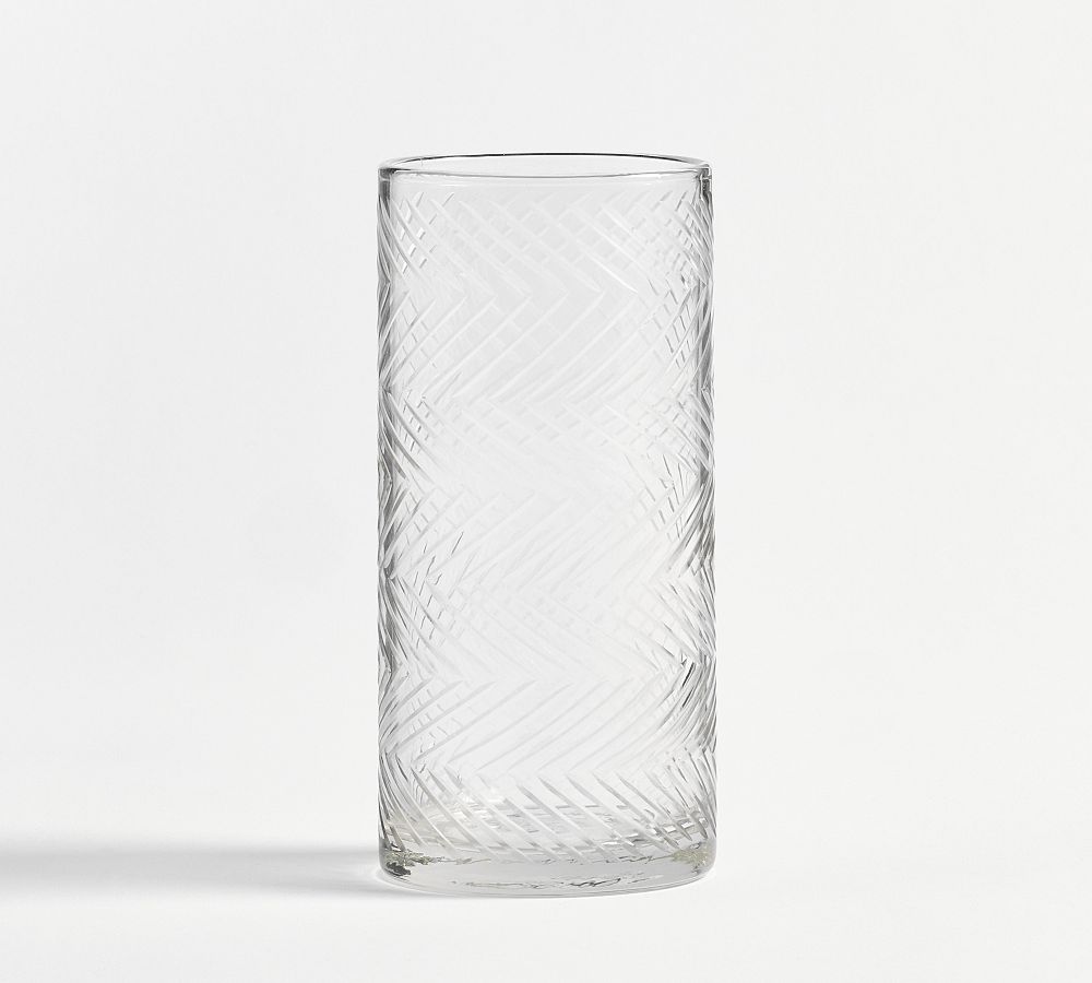 Sweet July Herringbone Handcrafted Glass Highball Drinking Glasses