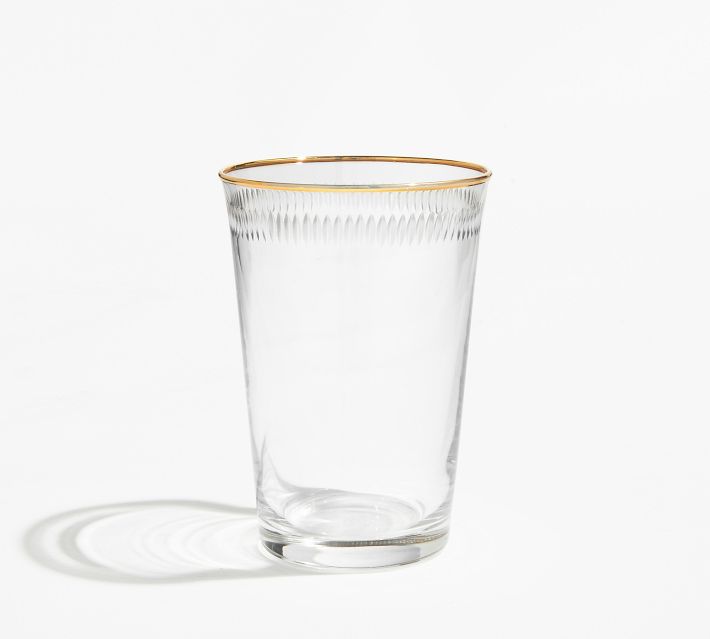 Etched Gold Rim Handcrafted Glass Tumblers - Set of 4