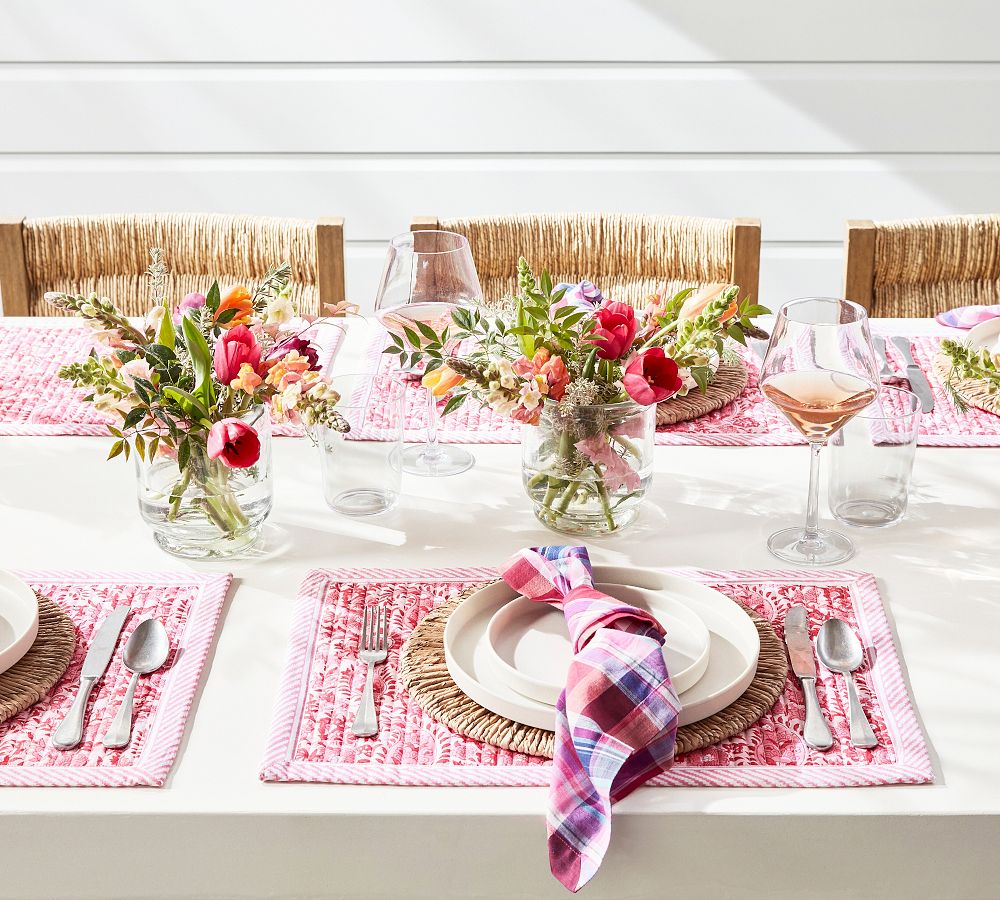 Keaton Paisley Block Print Quilted Placemats Set of 4 Pottery Barn