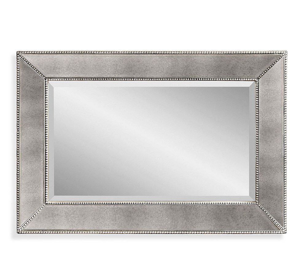 Antique Beveled Glass Beaded Frame Wall Mirror