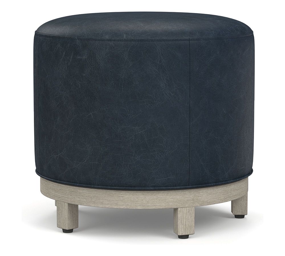 Jake Leather Swivel Stool in Indigo
