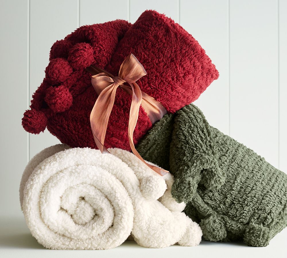 Cozy Pom Pom Sherpa Throw Pottery Barn