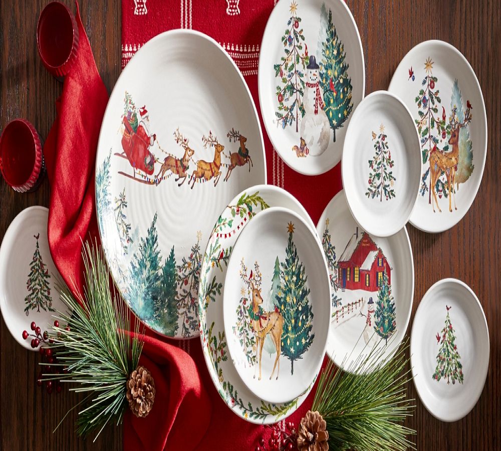 Christmas in the Country Stoneware Round Platter