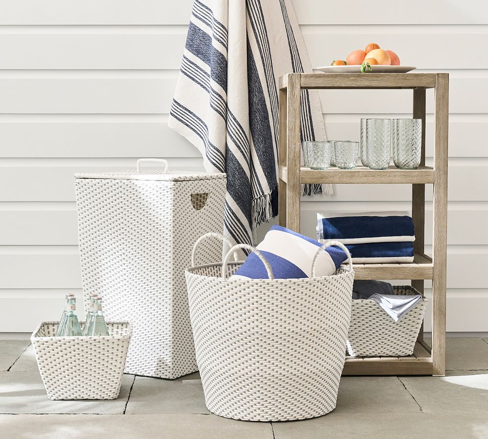 Handwoven Round Laundry Hamper Storage Basket Straw Basket Storage  Footstool Utility Basket/s/schristmas 