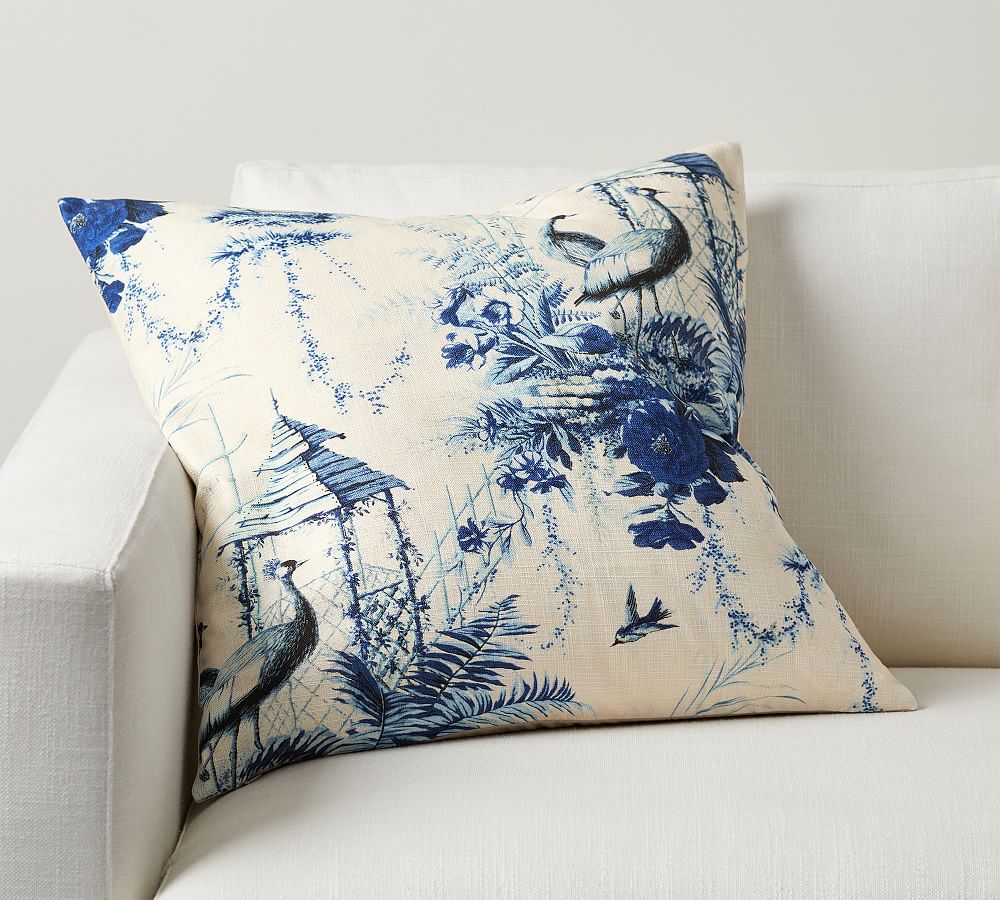 Custom Pillow - Monogrammed Pillow - Blue Toile Throw Pillow