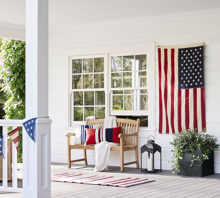 Modern Farmhouse Striped Outdoor Throw Pillow