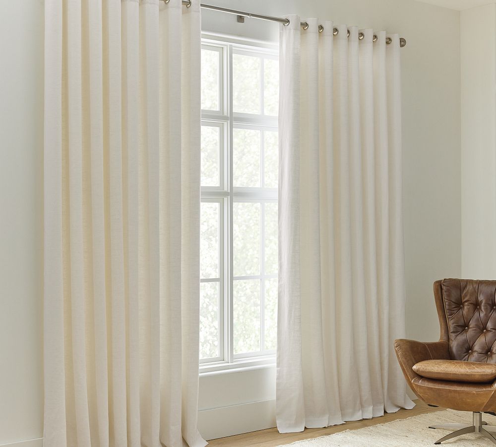 Emery Linen Grommet Blackout Curtain | Pottery Barn