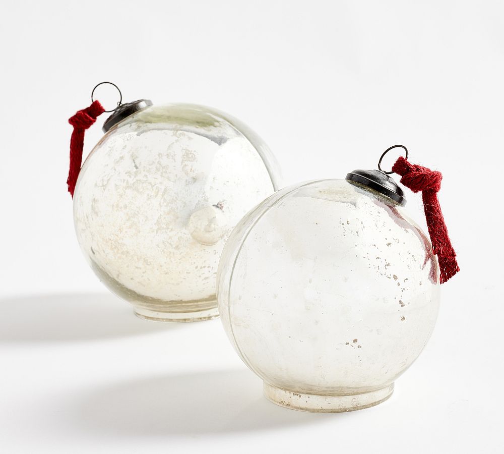 Mercury Glass Tabletop Ornaments - Set of 2
