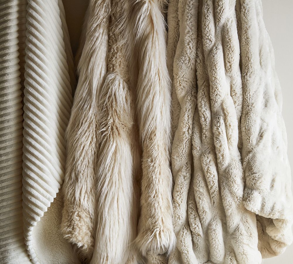 Mongolian Patchwork Faux Fur Throw Blanket Pottery Barn