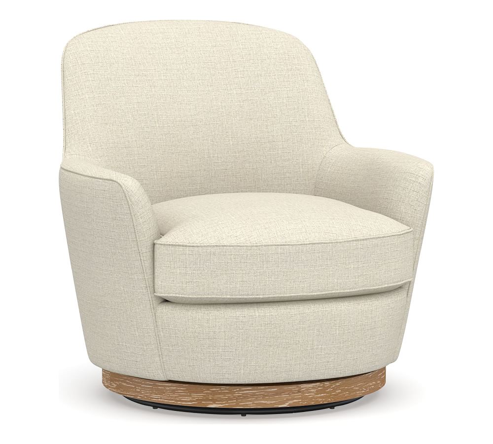 OPEN BOX Larkin Upholstered Swivel Armchair, Basketweave Slub Oatmeal