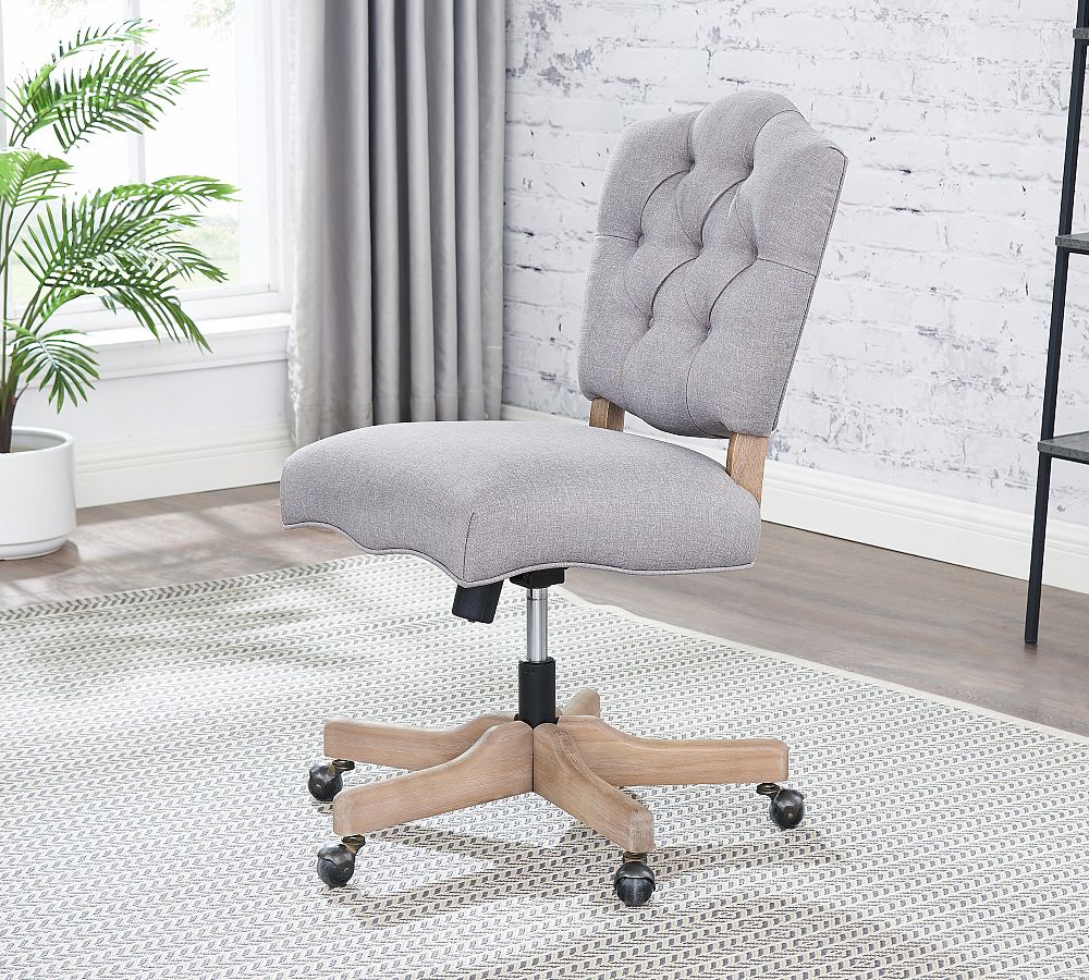 Roscoe Upholstered Swivel Desk Chair Pottery Barn