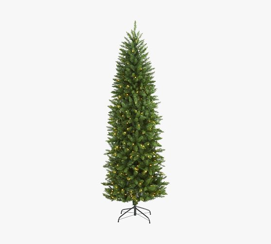 Lit Slim Green Mountain Pine Faux Christmas Tree Pottery Barn