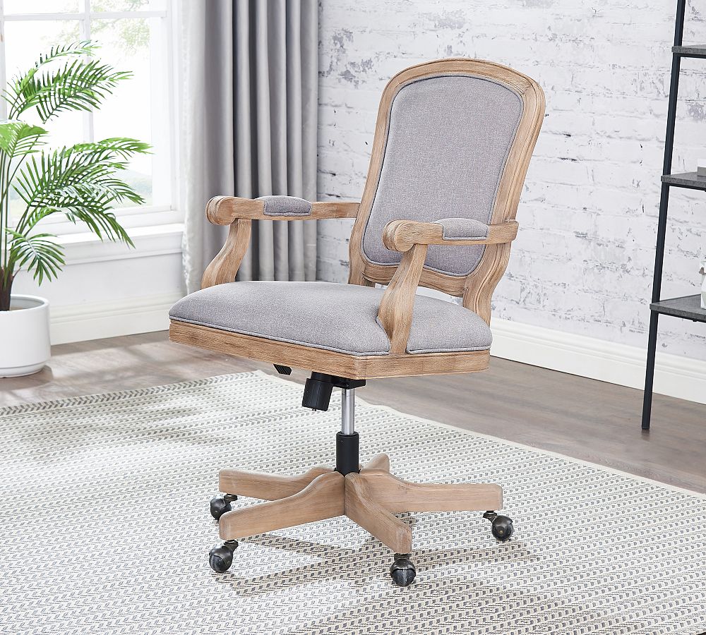 Izzy Upholstered Swivel Desk Chair Pottery Barn