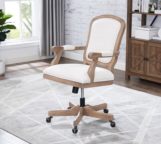 Izzy Upholstered Swivel Desk Chair | Pottery Barn
