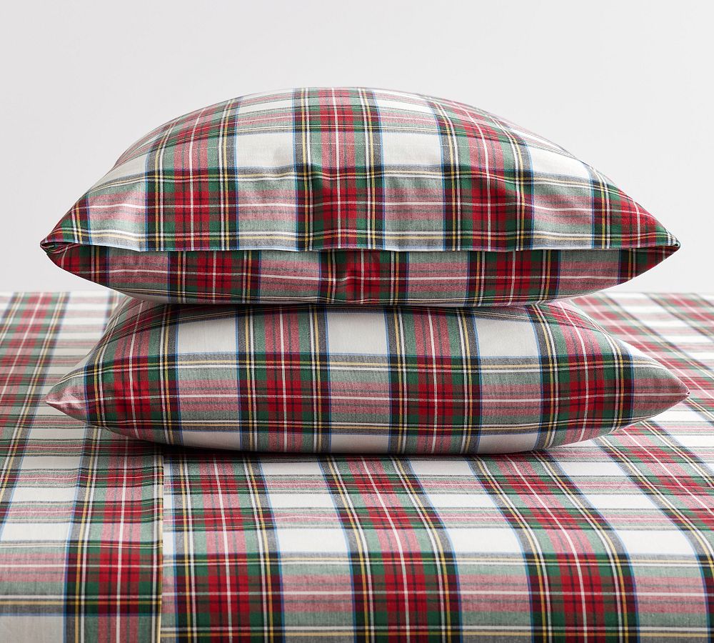 Stewart Plaid Organic Percale Pillowcases - Set of 2