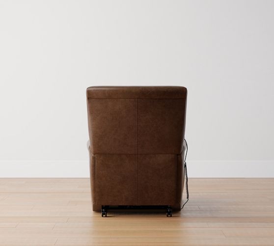Irving Roll Arm Leather Power Lift Recliner | Pottery Barn