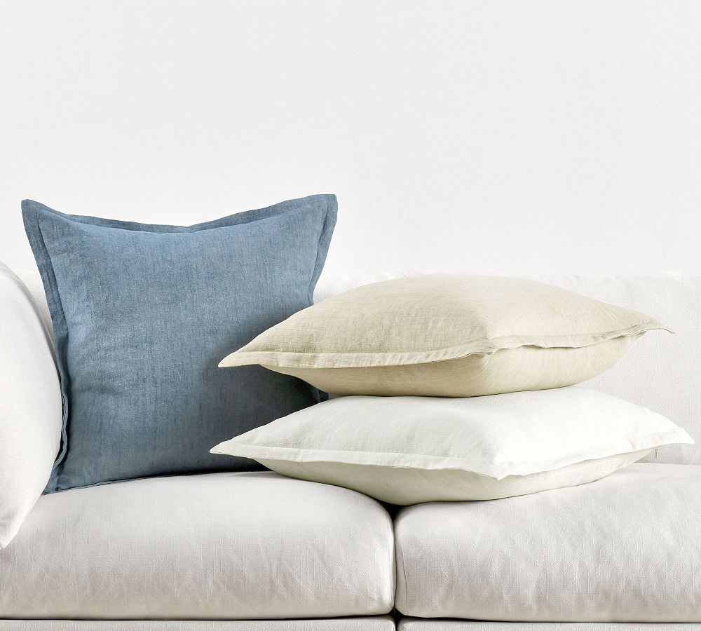 Carmelita Flax Linen Pillow Cover Pottery Barn
