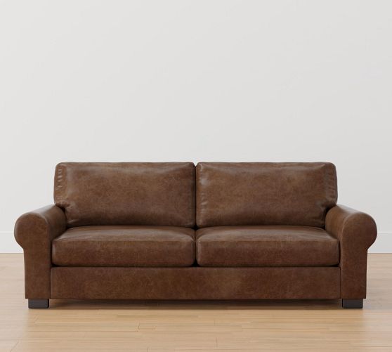 Turner Roll Arm Leather Sleeper Sofa Pottery Barn