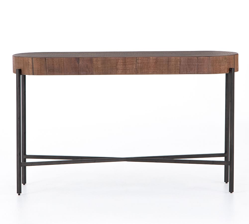 Fargo Oval Reclaimed Wood Console Table | Pottery Barn