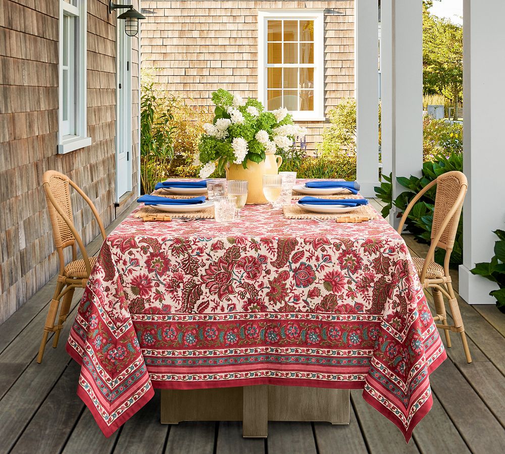 Jane Floral Block Print Tablecloth