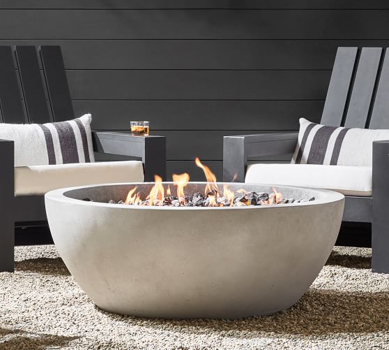 Malibu Metal Adirondack Lounge Chair + Nerissa Concrete Round Fire Pit ...