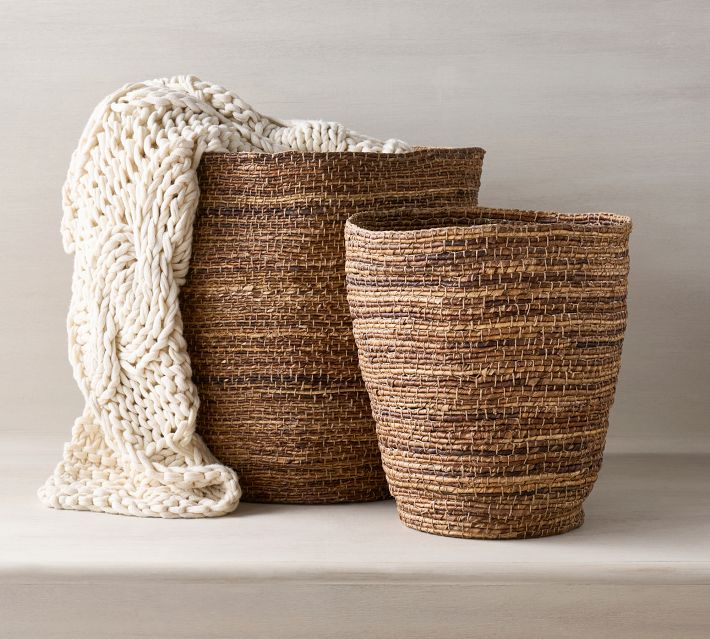 Wynne Coil Abaca Tote Baskets | Pottery Barn