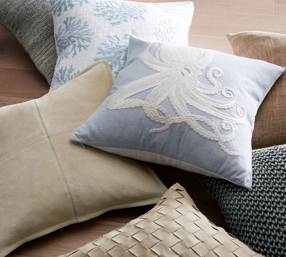 Octopus Embroidered Pillow Pottery Barn