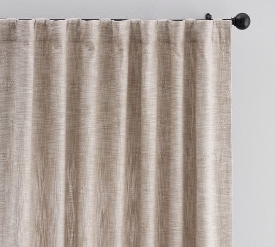 Custom Seaton Textured Cotton Curtain - Dark Flax | Pottery Barn