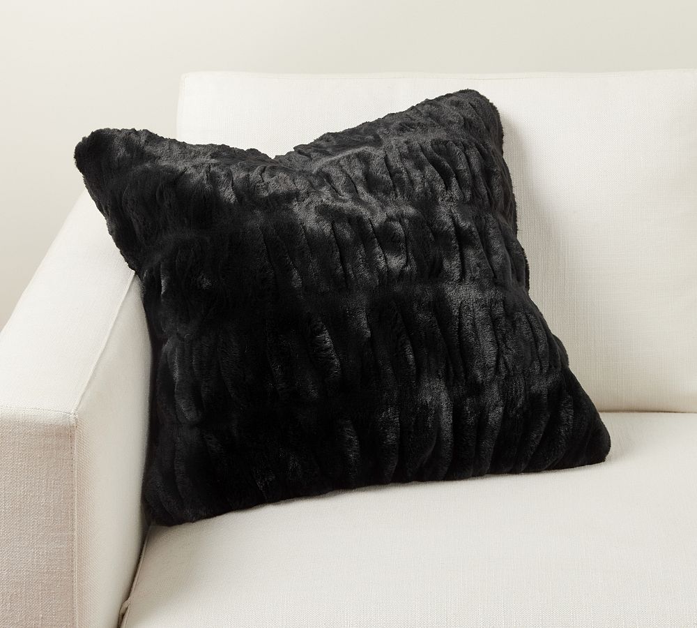 Faux Fur Ruched Throw Pillow