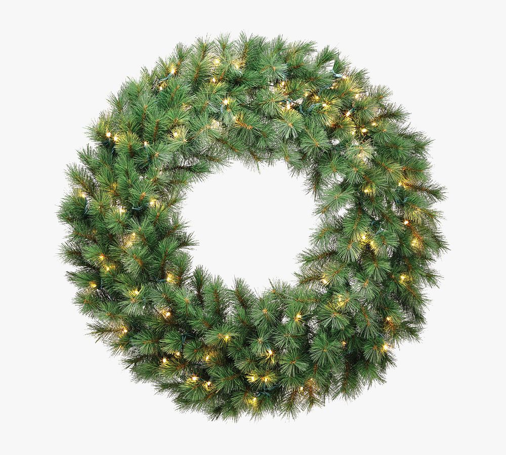Lit Faux Long Needle Pine Wreath & Garlands