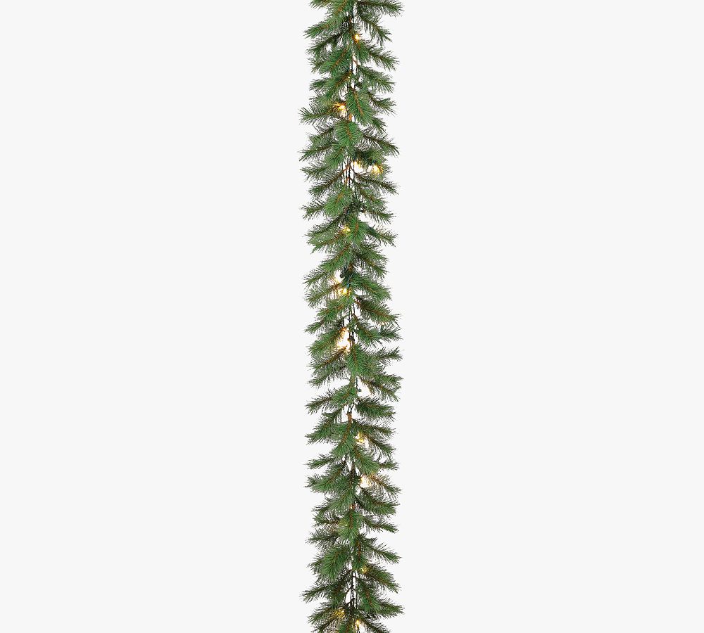 Lit Faux Long Needle Pine Wreath & Garlands