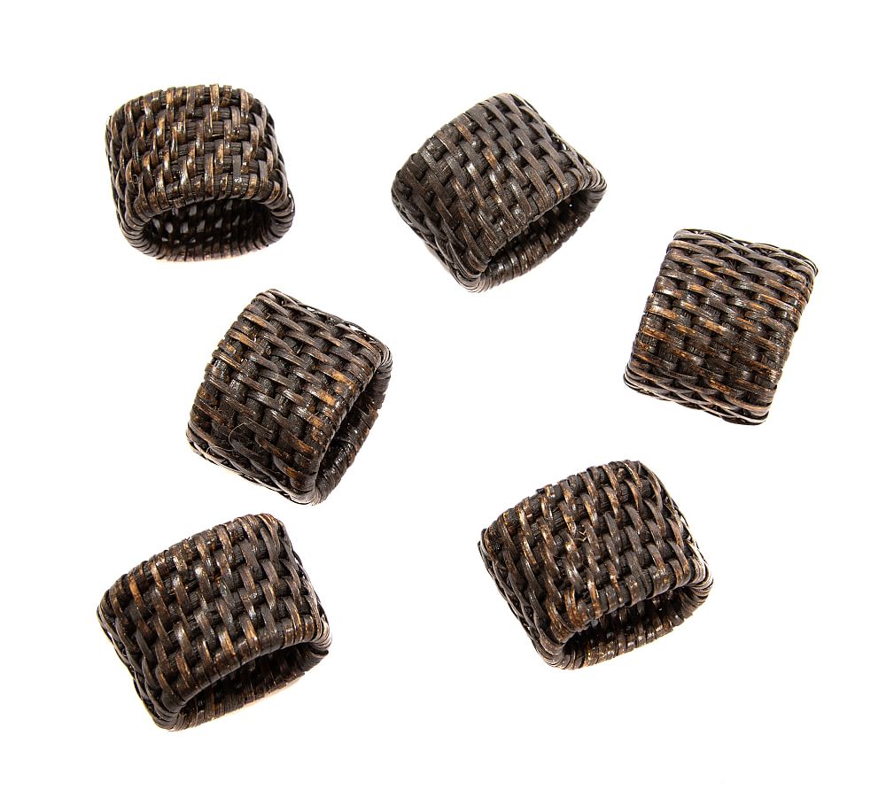 Tava Handwoven Rattan Napkin Rings - Set of 6