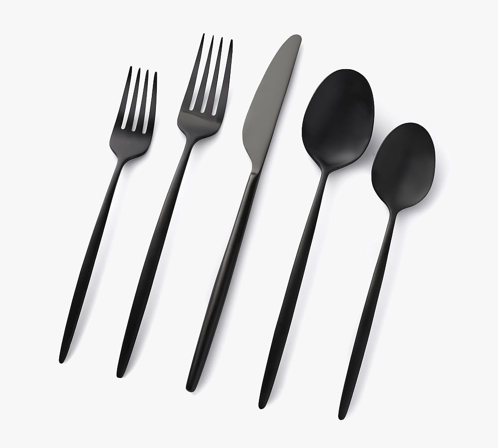 Barebones Matte Black 6-Piece Flatware Set