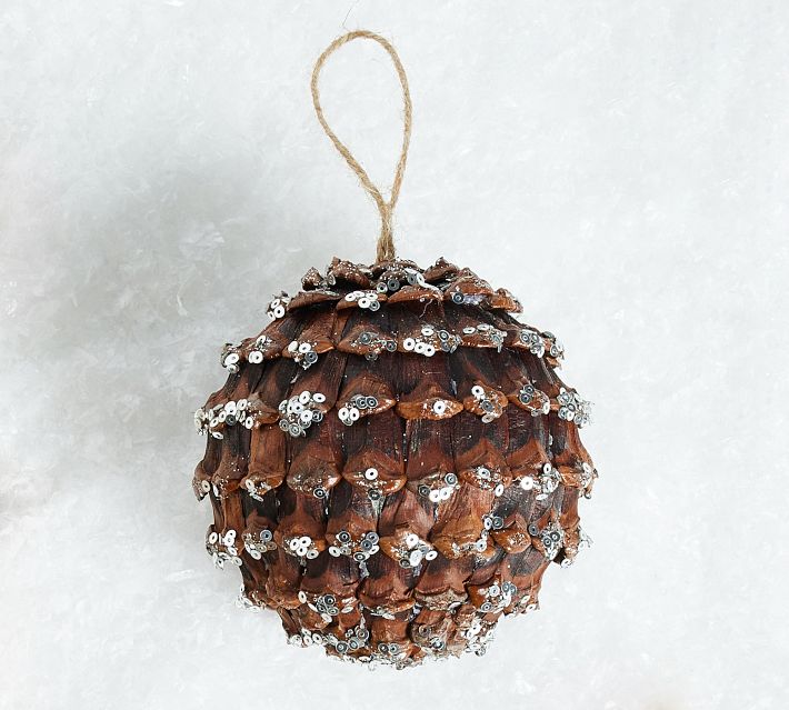 Frosted Pinecone Sphere Ornament