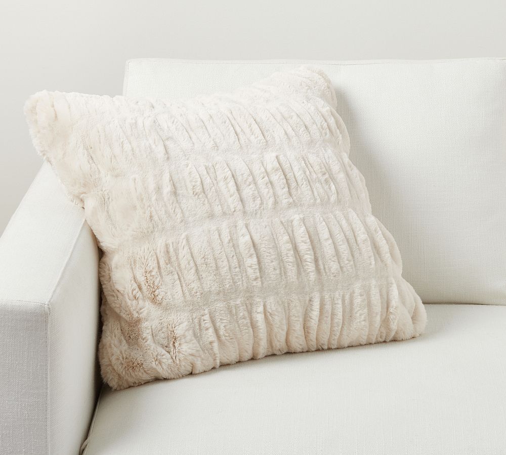 Faux Fur Ruched Throw Pillow