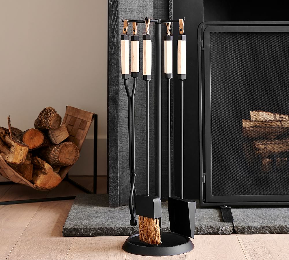 Vail 5-Piece Fireplace Tool Set - Black