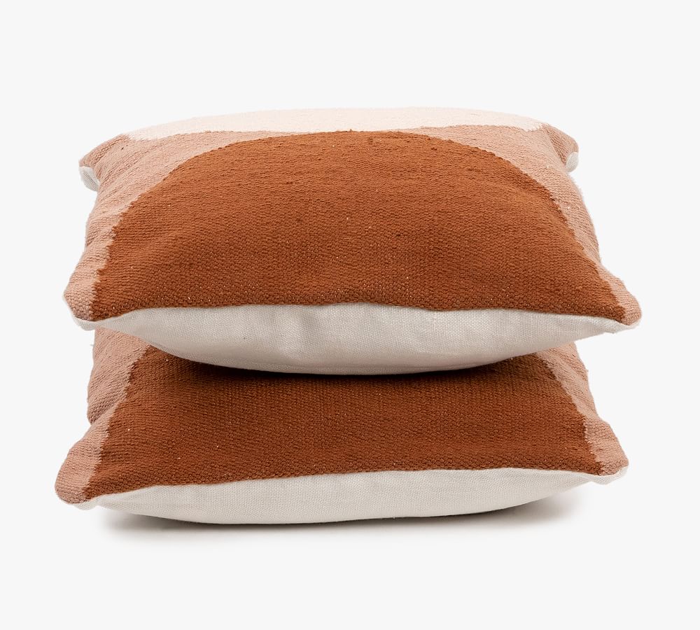 Terracotta and Oatmeal Sofa Pillow Pairing