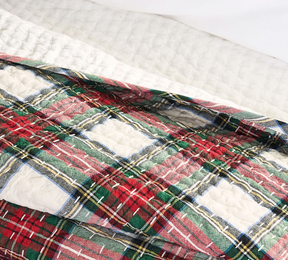 Pick-Stitch Stewart Plaid Cotton Linen Quilt