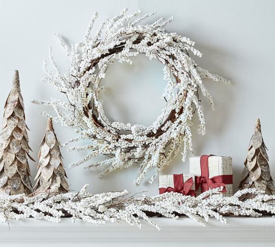 Lit Faux White Berry Garland | Pottery Barn