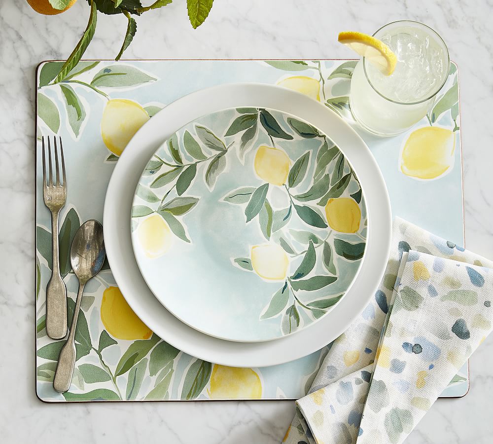 Lemon Print Reusable Napkins Set of Two, Crockery