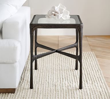 Square metal store side table