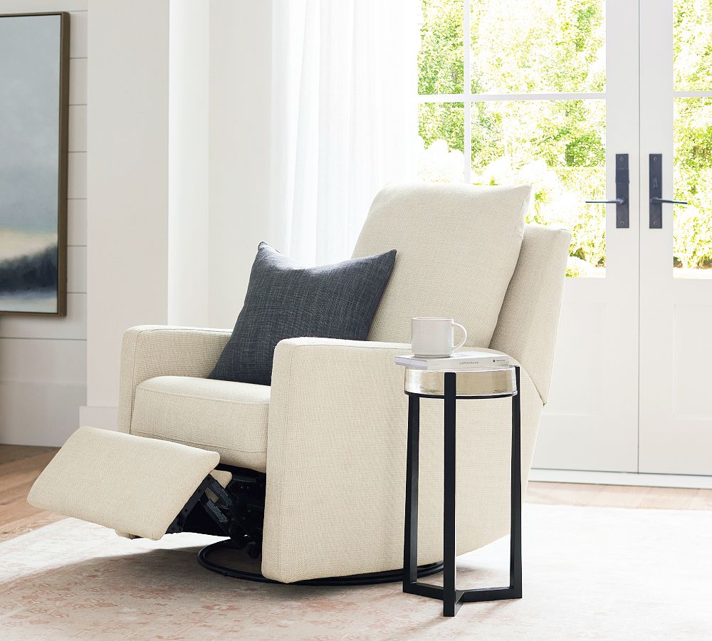 Rylan: Swivel Glider Recliner Chair with Unique Square Back